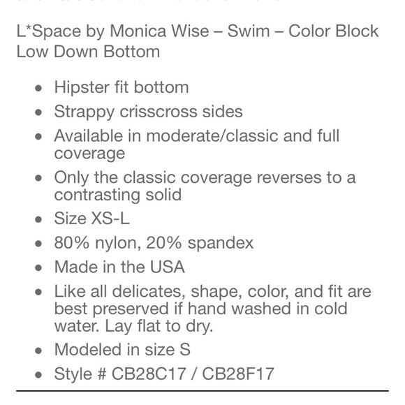 L Space Color Block Low Down Reversible Bottom - Picture 6 of 6